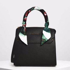 Charles & Keith Scarf-Wrapped Top Handle Bag - Black